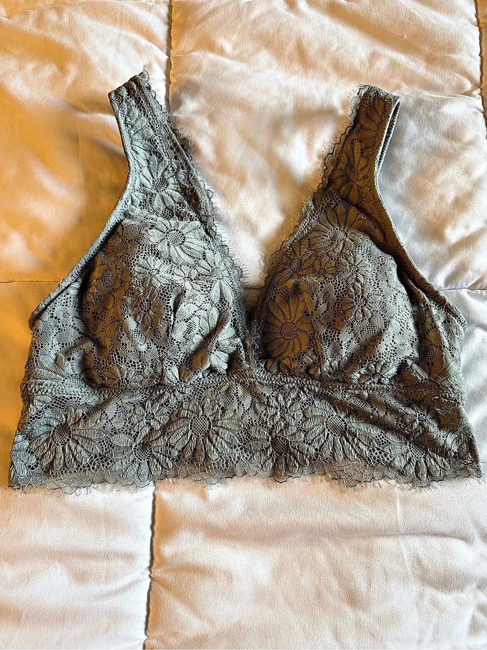 aerie Floral Lace Bralette Green Size Medium